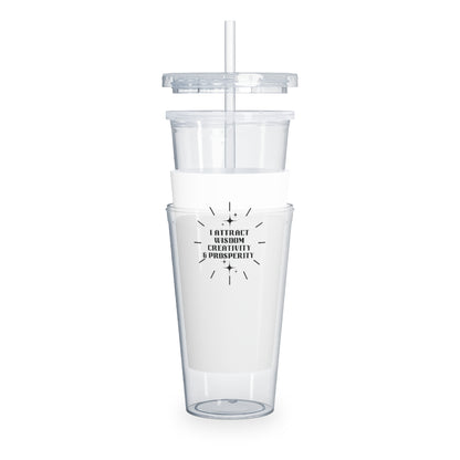 "I Attract" Plastic Tumbler with Straw - White